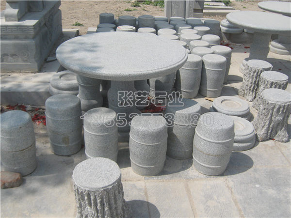 灰色花崗巖石桌石凳子