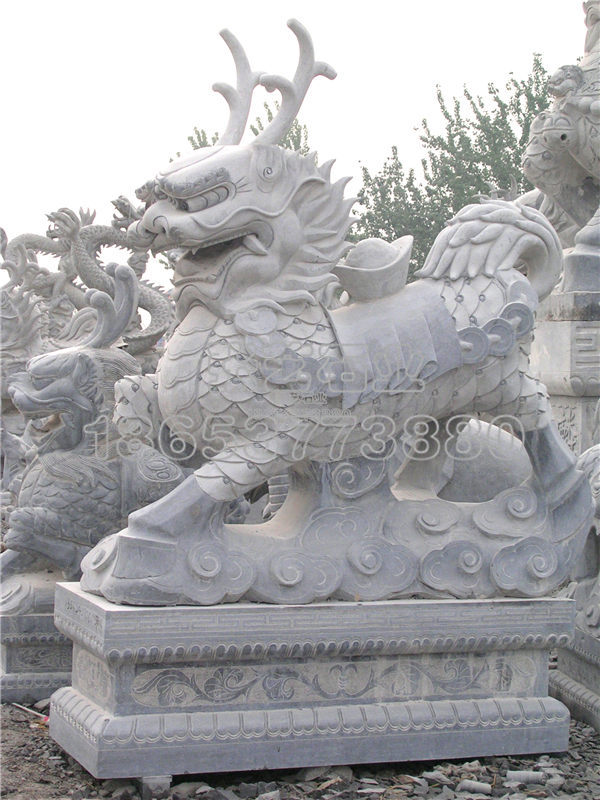 石雕動物,石雕麒麟獻(xiàn)寶