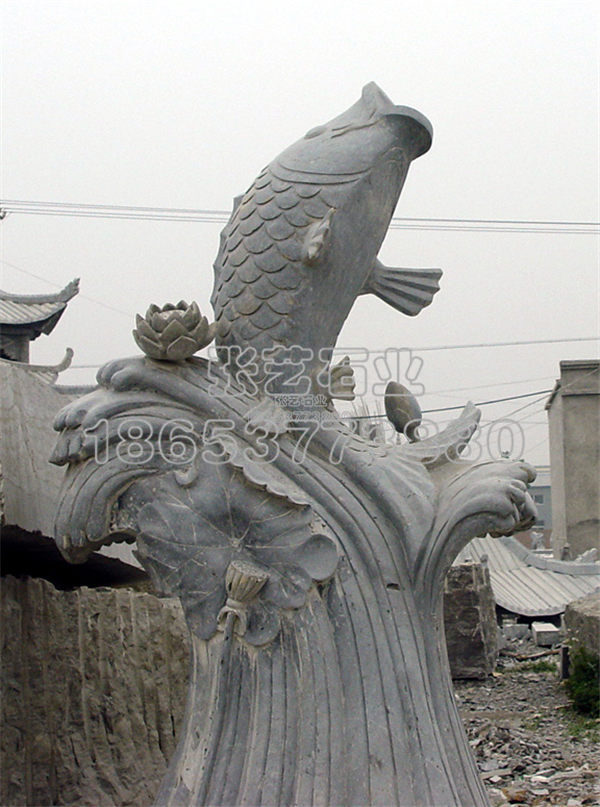 石雕動物,連年有魚