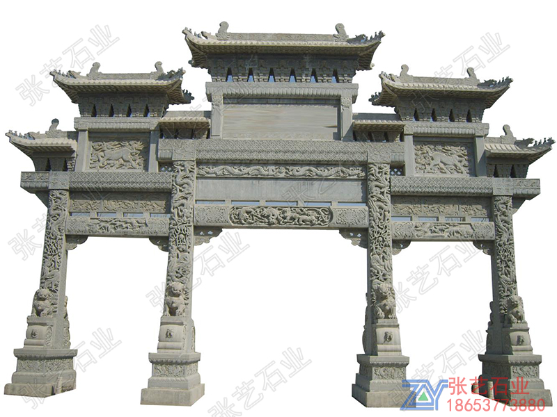 青石三門五樓石牌坊