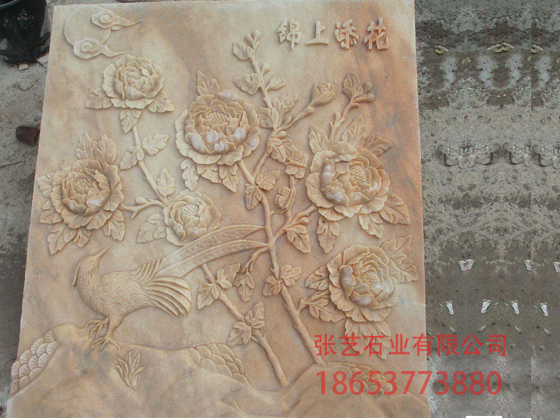 錦上添花晚霞紅石雕壁畫(huà)