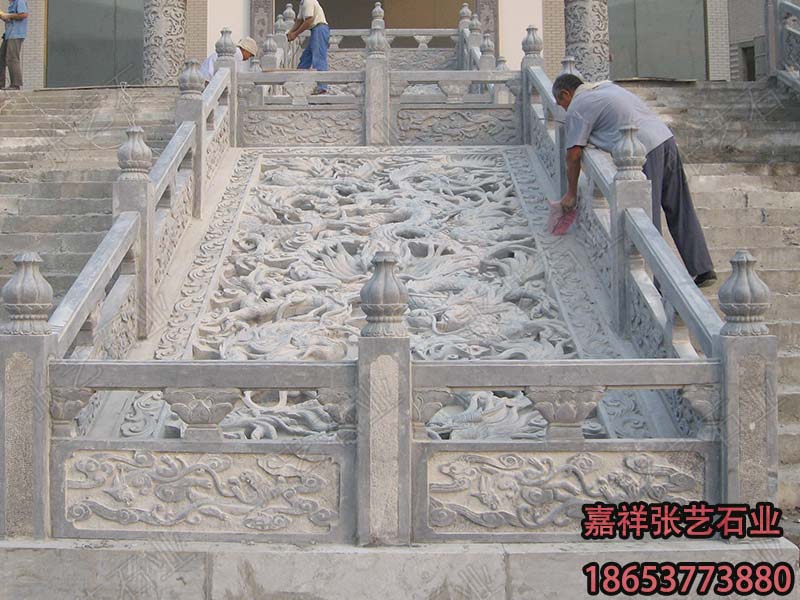 青石單龍石雕御道-御路-石壁畫