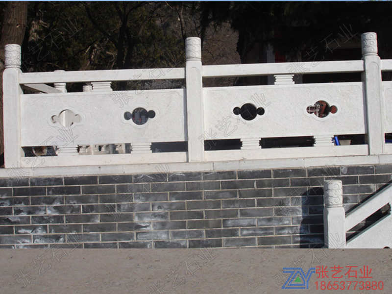 雪花白石欄桿-石圍欄-石護欄