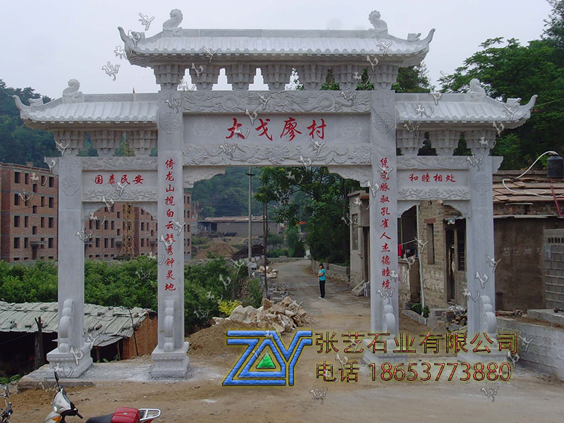 農(nóng)村漢白玉三門石牌坊廠家