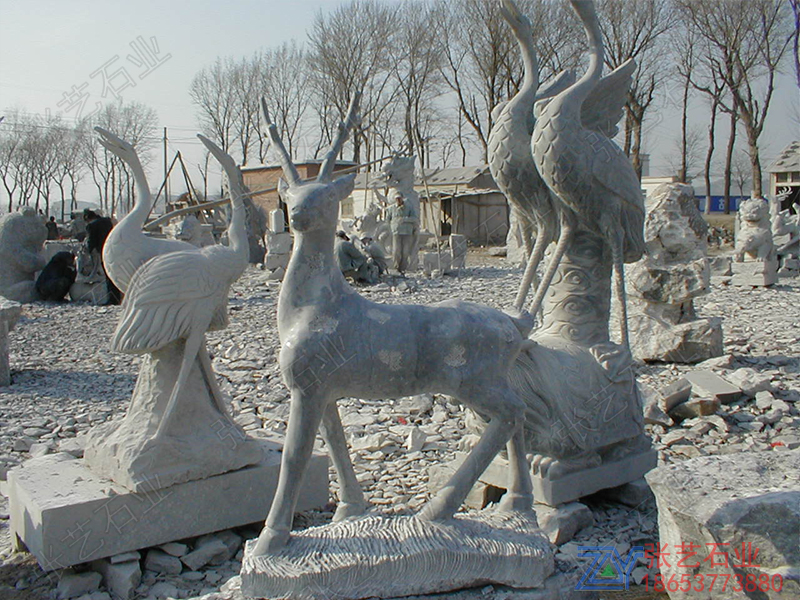 青石石雕梅花鹿-石雕仙鶴-石雕動(dòng)物