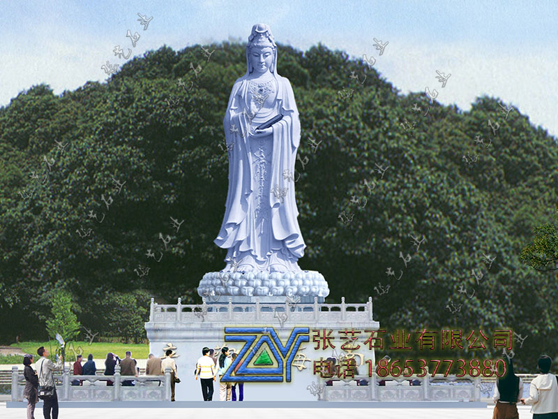 漢白玉觀音雕像 