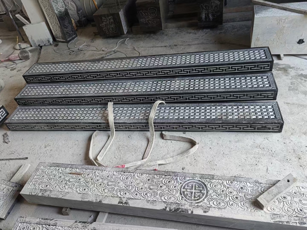 青石祥云紋踏步石臺階